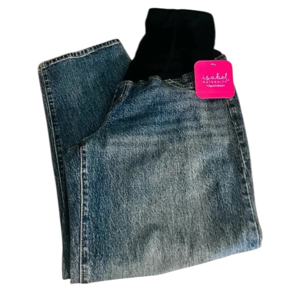 Ingrid & Isabel, Over Belly Straight Maternity Jeans, Blue, Sz 2, NWT
